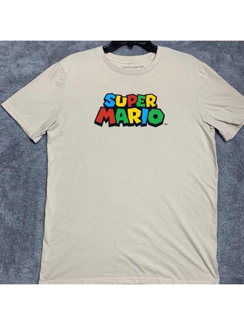 Nintendo Mario Kart T-Shirt Mens Large Tan Super Mario Yoshi Luigi Graphic Tee